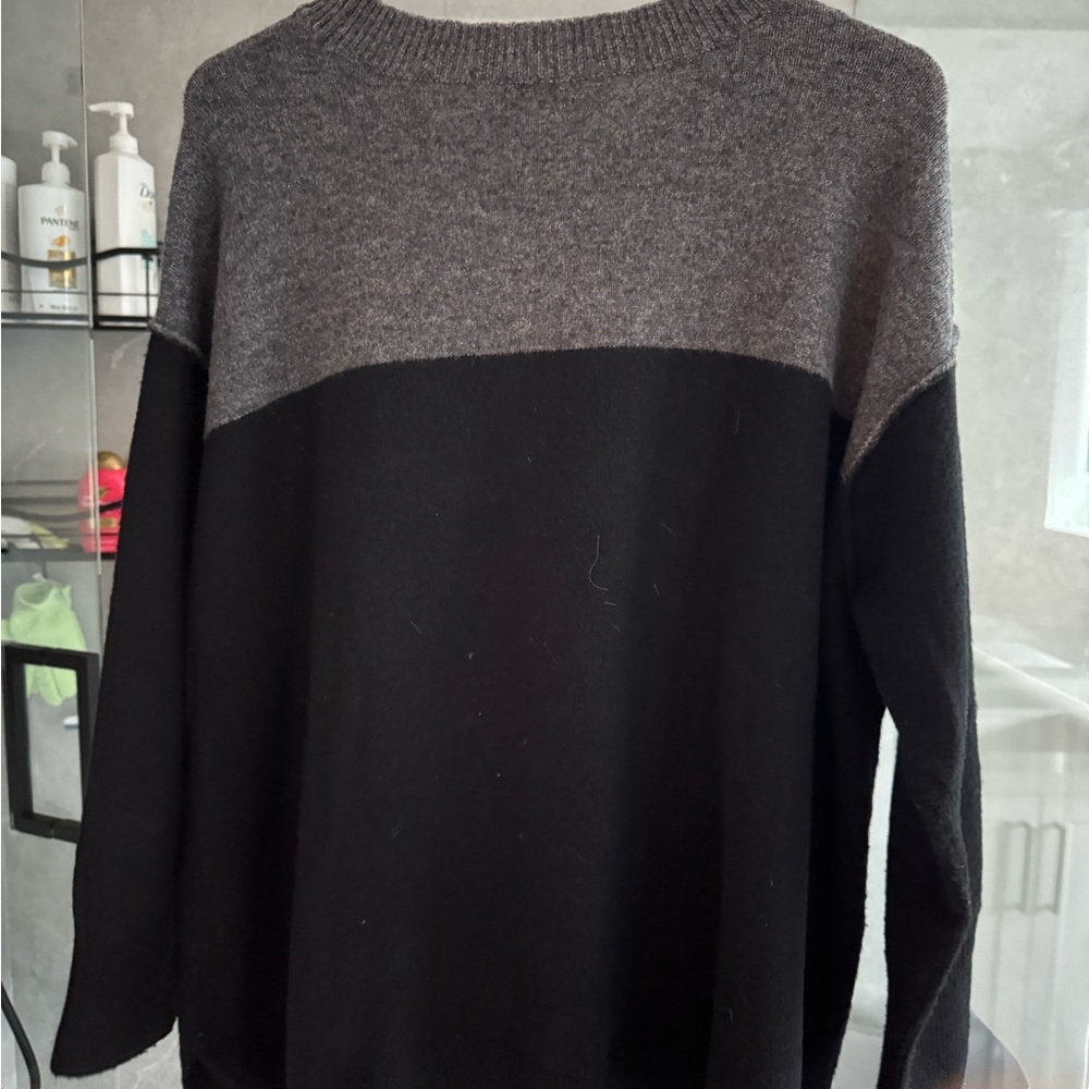 Vince Camuto Charcoal and Black Crew Neck Sweater